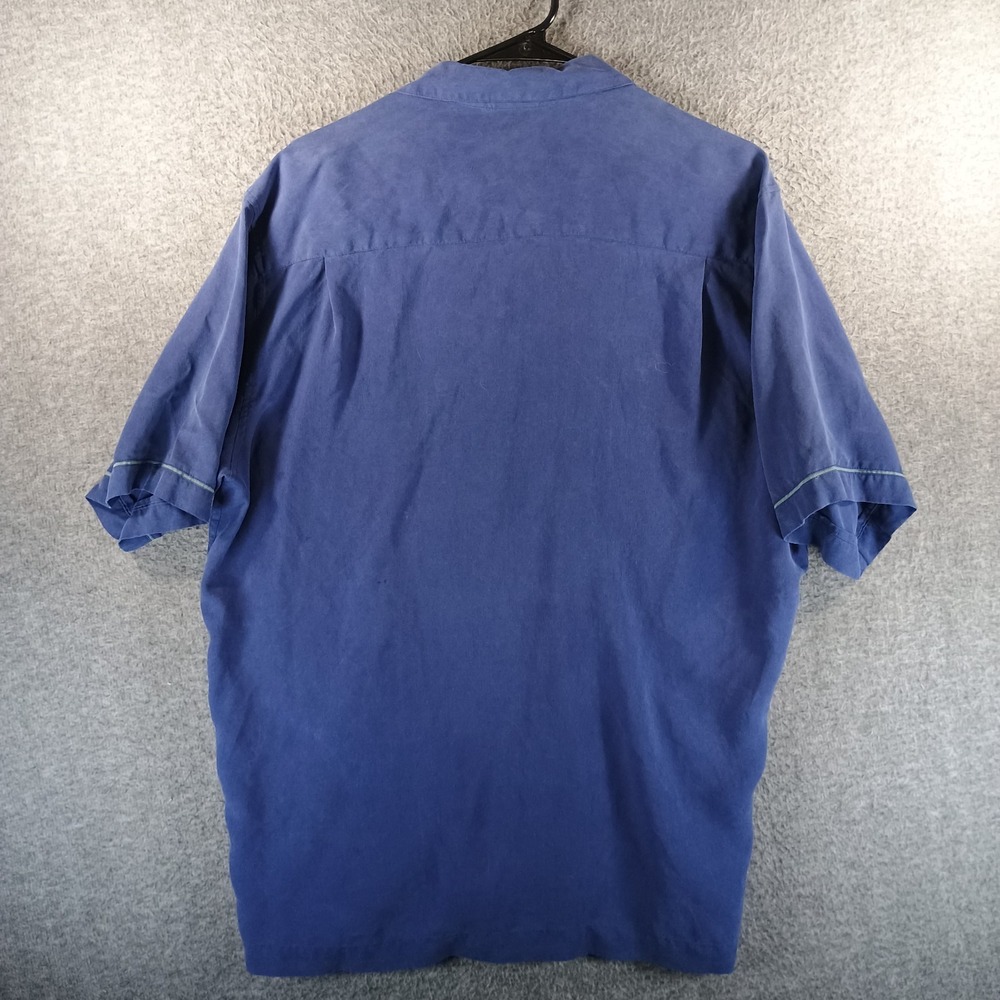 Lot of 2 Axist 100% Silk Button Up Shirts Mens L Short Sleeve Bowling Washable - Picture 12 of 15